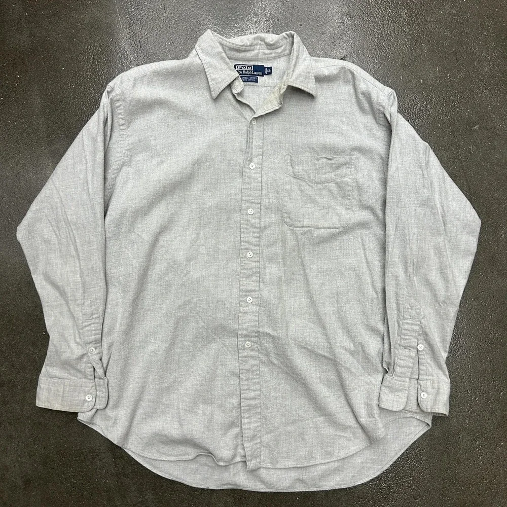 Polo Ralph Lauren‎ Shirt Mens XL Gray Lowell Sport Button Down Cotton Casual